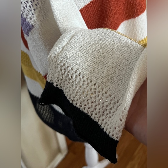 FATE White Striped Loose Knit Lightweight Long Sleeve Sweater Size Large - Picture 6 of 9